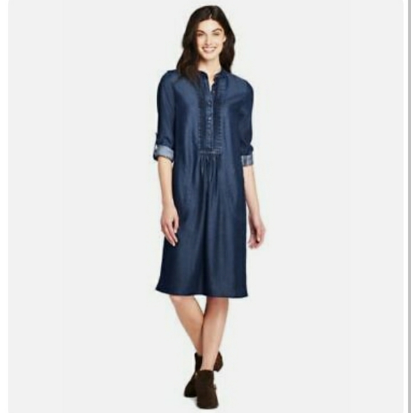 Lands' End Dresses Lands End Tuxedo Bib Shirt Dress Poshmark